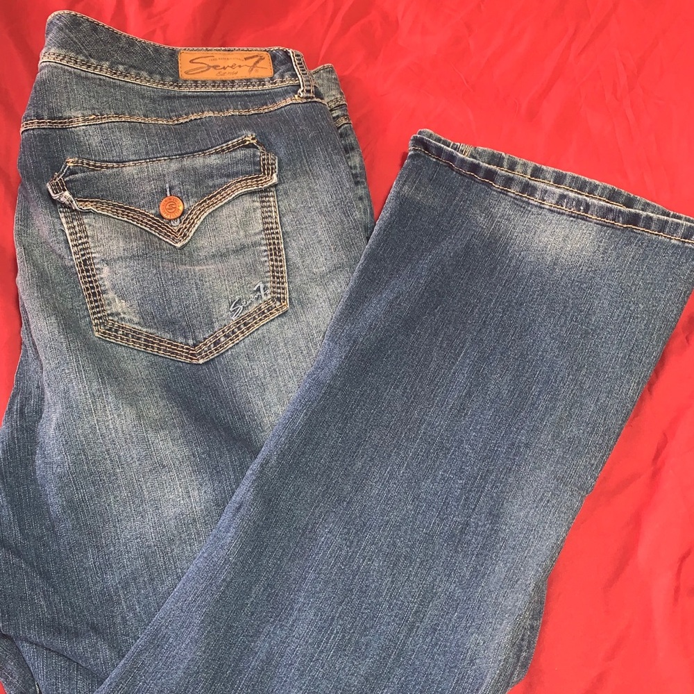 22 Seven7 Luxe Mid Rise Rocker Slim Jeans